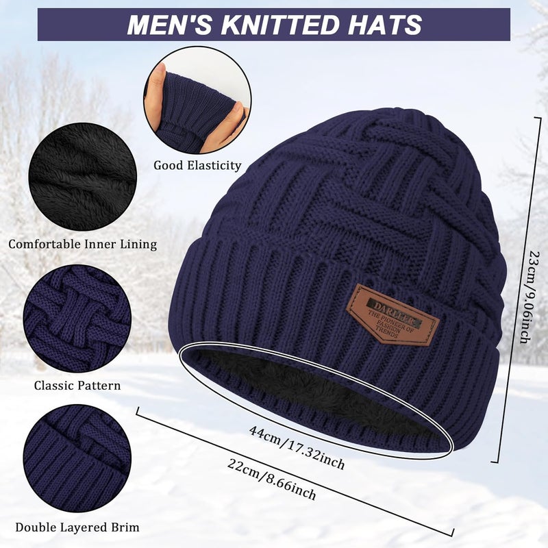 Darller Mens Winter Hats Scarf for Men with Touchscreen Gloves Warm Long Scaves and Skull Caps Beanie Hat Gloves Set - Image 2